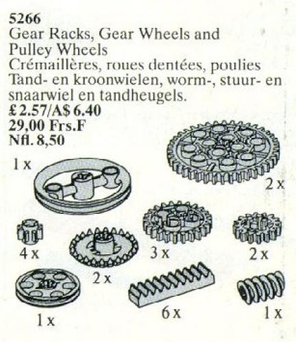 LEGO® Service Packs 5266 — LEGO Gear Racks, Gear Wheels and Pulley Wheels Set